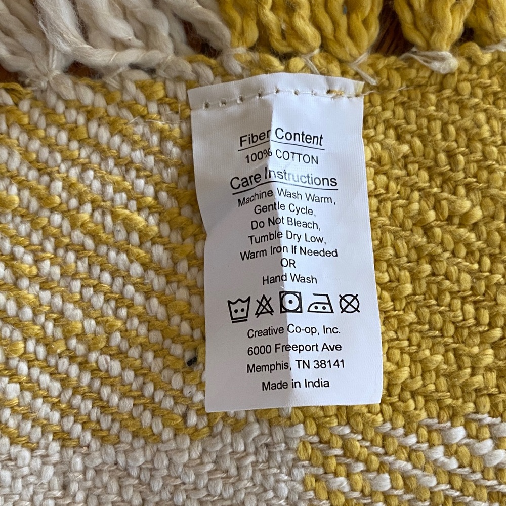 Yellow and White Checkered Fringe Rug - Picture 9 of 9